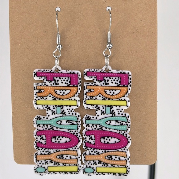 Fashion Jewelry Jewelry - Acrylic “fri-yay” Decor Dangle Earrings